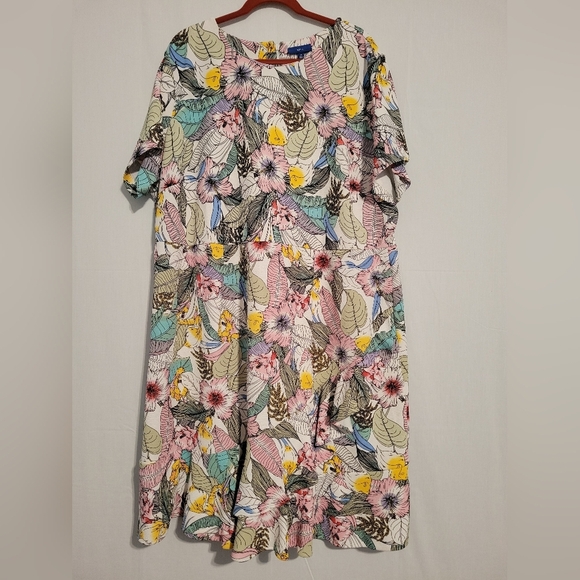 Apt. 9 Dresses & Skirts - Apt. 9 women's 3X tropical floral print short sleeve ruffle hem dress